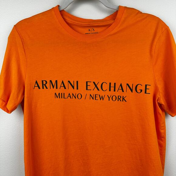 Armani Exchange Men's Tee Shirt Graphic Logo Crew Neck Short Sleeve Orange Med - Picture 2 of 10